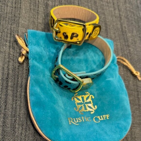 Set of Rustic cuff calfskin bracelets - Picture 1 of 1